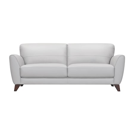 Armen Living Jedd Contemporary Sofa in Genuine Dove Gray Leather with Brown Wood Legs LCJD3DV